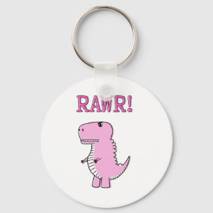 Cute en Angry roze Cartoon T-Rex Dinosaur Sleutelhanger