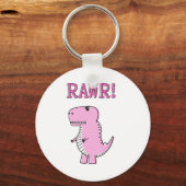 Cute en Angry roze Cartoon T-Rex Dinosaur Sleutelhanger (Voorkant)