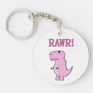 Cute en Angry roze Cartoon T-Rex Dinosaur Sleutelhanger