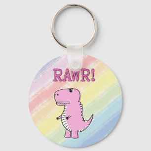 Cute en Angry roze Cartoon T-Rex Dinosaur Sleutelhanger