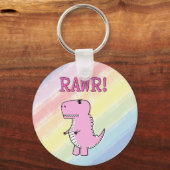 Cute en Angry roze Cartoon T-Rex Dinosaur Sleutelhanger (Voorkant)