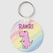 Cute en Angry roze Cartoon T-Rex Dinosaur Sleutelhanger (Achterkant)
