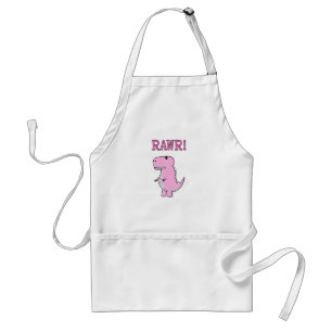 Cute en Angry roze Cartoon T-Rex Dinosaur Standaard Schort