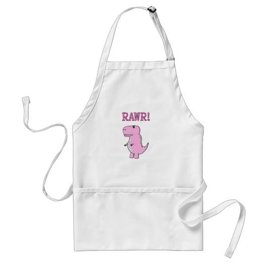 Cute en Angry roze Cartoon T-Rex Dinosaur Standaard Schort (Voorkant)