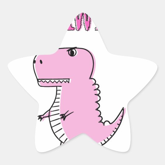 Cute en Angry roze Cartoon T-Rex Dinosaur Ster Sticker (Voorkant)