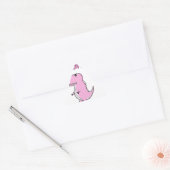 Cute en Angry roze Cartoon T-Rex Dinosaur Sticker (Envelop)