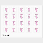 Cute en Angry roze Cartoon T-Rex Dinosaur Vierkante Sticker (Vel)