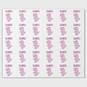 Cute en Angry roze Cartoon T-Rex Dinosaur Wrappin Cadeaupapier (Vlak)