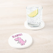 Cute en Angry roze Cartoon T-Rex Dinosaur Zandsteen Onderzetter (Zijkant)