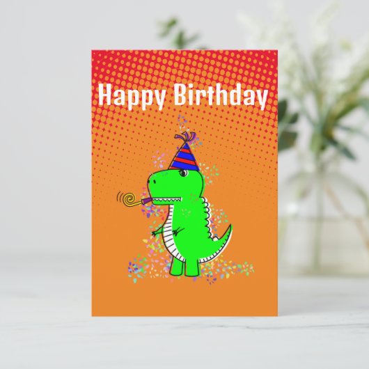 Cute en Angry T-Rex Dino-gradiënt Kaart (Staand voorkant)