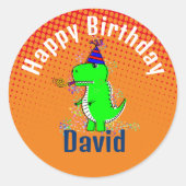 Cute en Angry T-Rex Dino-gradiënt Ronde Sticker (Voorkant)