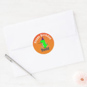Cute en Angry T-Rex Dino-gradiënt Ronde Sticker (Envelop)