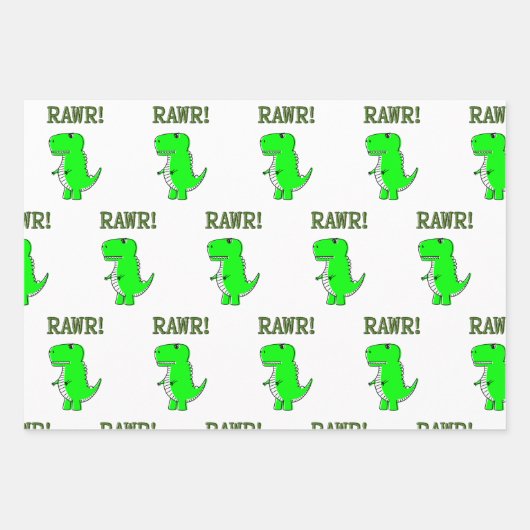 Cute en Angry T-Rex Dino RAWR Inpakpapier Vel (Voorkant 2)