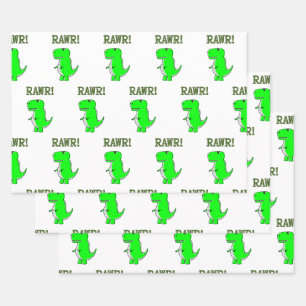 Cute en Angry T-Rex Dino RAWR Inpakpapier Vel