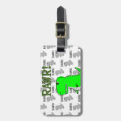 Cute en Angry T-Rex met zwart-wit patroon Bagagelabel (Voorkant verticaal)