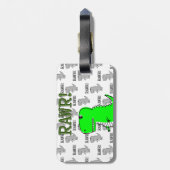 Cute en Angry T-Rex met zwart-wit patroon Bagagelabel (Achterkant verticaal)