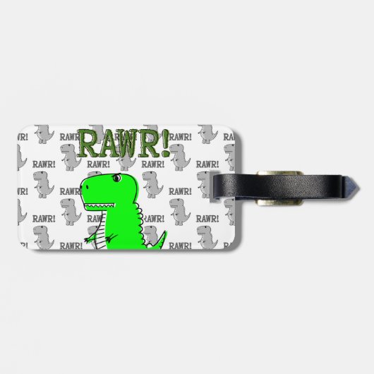 Cute en Angry T-Rex met zwart-wit patroon Bagagelabel (Achterkant horizontaal)