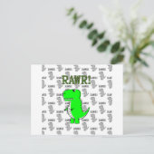 Cute en Angry T-Rex met zwart-wit patroon Briefkaart (Staand voorkant)
