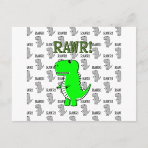 Cute en Angry T-Rex met zwart-wit patroon Briefkaart