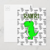 Cute en Angry T-Rex met zwart-wit patroon Briefkaart (Voorkant / Achterkant)