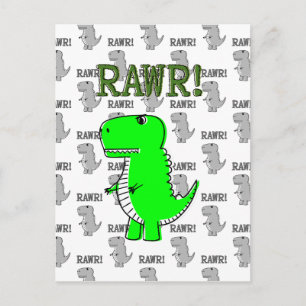 Cute en Angry T-Rex met zwart-wit patroon Briefkaart