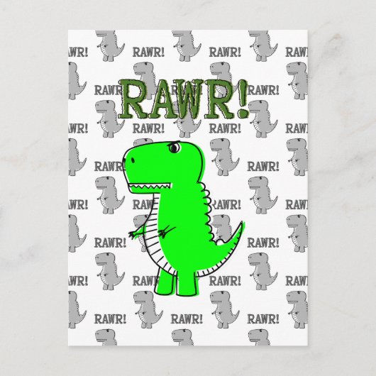 Cute en Angry T-Rex met zwart-wit patroon Briefkaart (Voorkant)