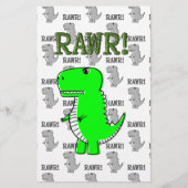 Cute en Angry T-Rex met zwart-wit patroon Briefpapier (Voorkant)