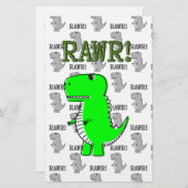 Cute en Angry T-Rex met zwart-wit patroon Briefpapier (Voorkant / Achterkant)