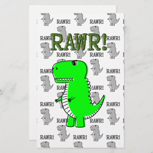 Cute en Angry T-Rex met zwart-wit patroon Briefpapier (Voorkant / Achterkant)