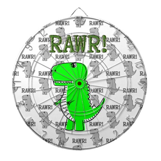 Cute en Angry T-Rex met zwart-wit patroon Dartbord (Voorkant)