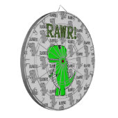 Cute en Angry T-Rex met zwart-wit patroon Dartbord (Voorkant Links)