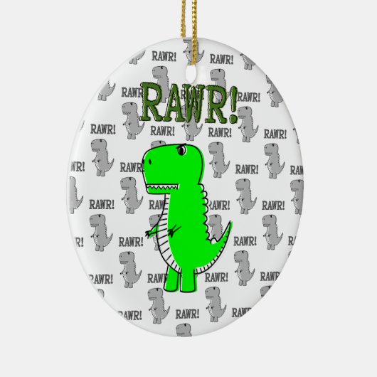 Cute en Angry T-Rex met zwart-wit patroon Keramisch Ornament (Rechts)