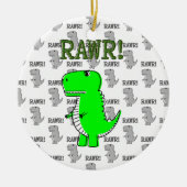 Cute en Angry T-Rex met zwart-wit patroon Keramisch Ornament (Voorkant)