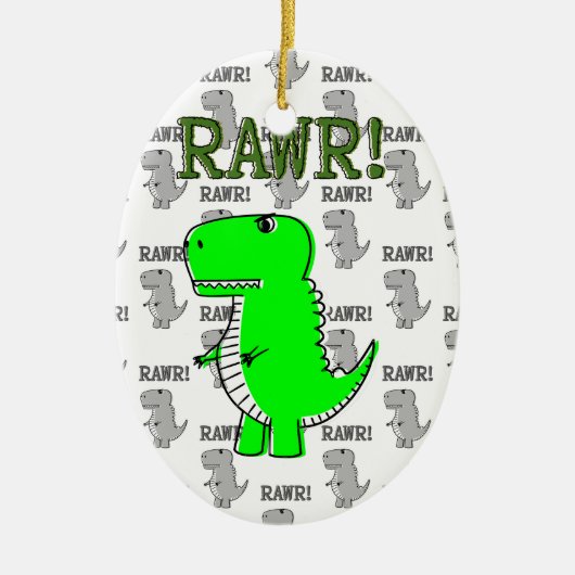 Cute en Angry T-Rex met zwart-wit patroon Keramisch Ornament (Voorkant)
