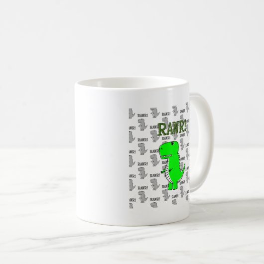 Cute en Angry T-Rex met zwart-wit patroon Koffiemok (Voorkant rechts)