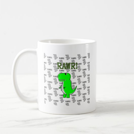 Cute en Angry T-Rex met zwart-wit patroon Koffiemok (Links)