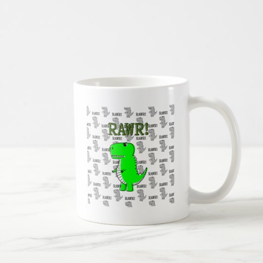 Cute en Angry T-Rex met zwart-wit patroon Koffiemok (Rechts)