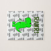 Cute en Angry T-Rex met zwart-wit patroon Legpuzzel (Horizontaal)