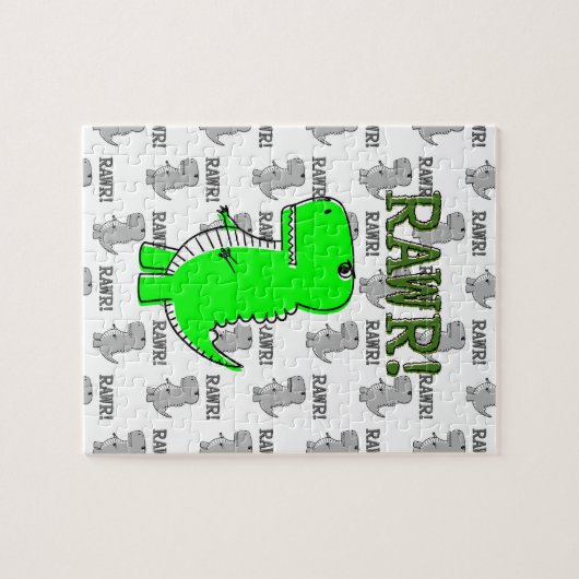 Cute en Angry T-Rex met zwart-wit patroon Legpuzzel (Horizontaal)