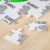 Cute en Angry T-Rex met zwart-wit patroon Legpuzzel (Zijkant)