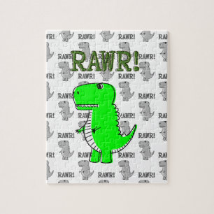 Cute en Angry T-Rex met zwart-wit patroon Legpuzzel