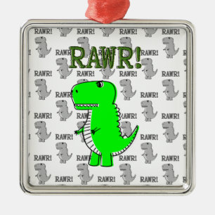Cute en Angry T-Rex met zwart-wit patroon Metalen Ornament