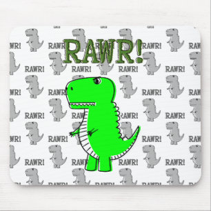 Cute en Angry T-Rex met zwart-wit patroon Muismat