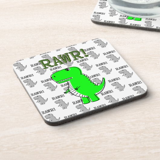 Cute en Angry T-Rex met zwart-wit patroon Onderzetter (Linkerzijde)