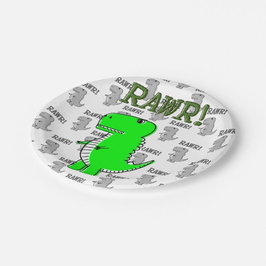 Cute en Angry T-Rex met zwart-wit patroon Papieren Bordje (Gekanteld)