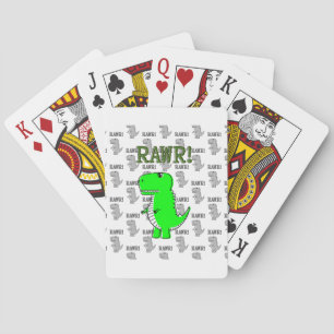 Cute en Angry T-Rex met zwart-wit patroon Pokerkaarten