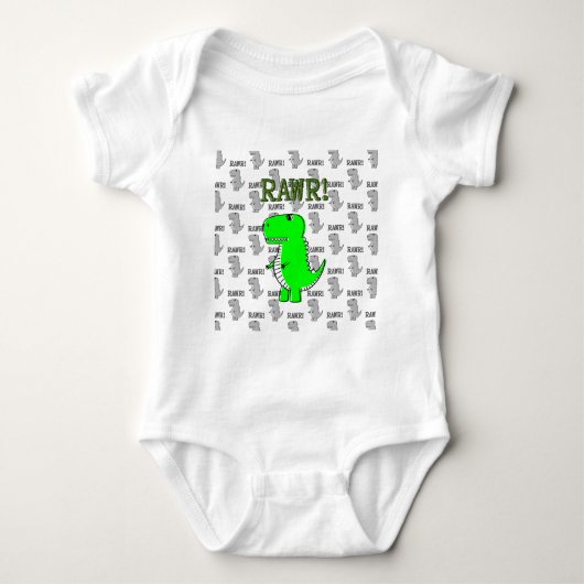 Cute en Angry T-Rex met zwart-wit patroon Romper (Voorkant)