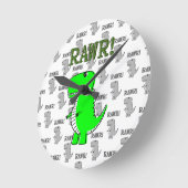 Cute en Angry T-Rex met zwart-wit patroon Ronde Klok (Hoek)