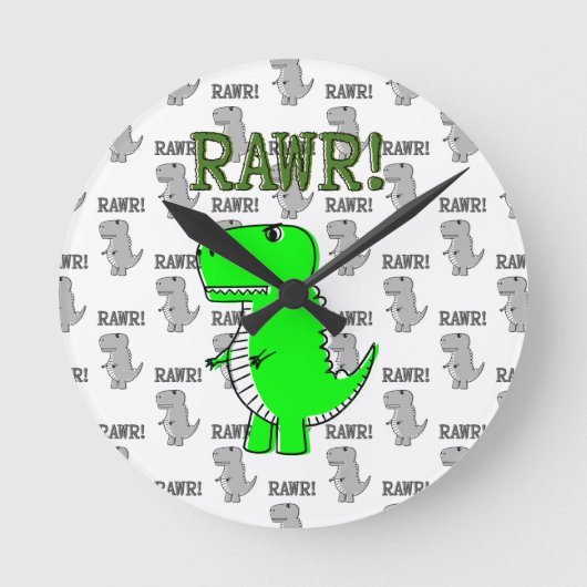 Cute en Angry T-Rex met zwart-wit patroon Ronde Klok (Voorkant)