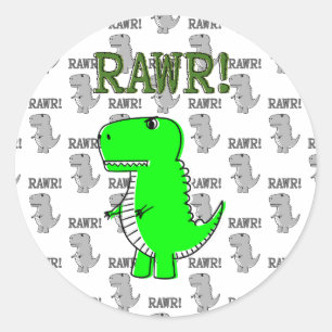 Cute en Angry T-Rex met zwart-wit patroon Ronde Sticker